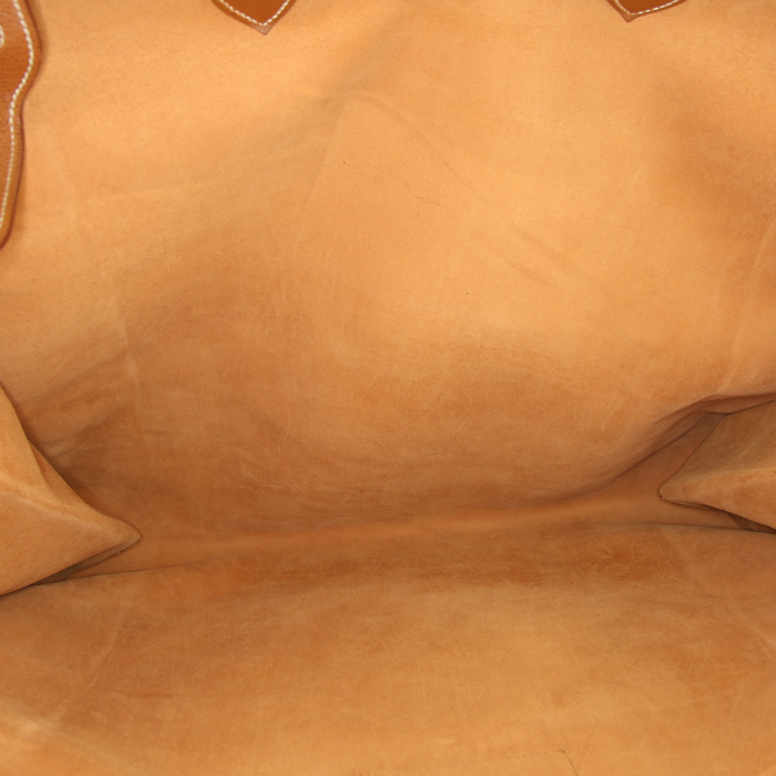 Sac cabas Hermès Kaba en cuir Courchevel gold - Detail D2