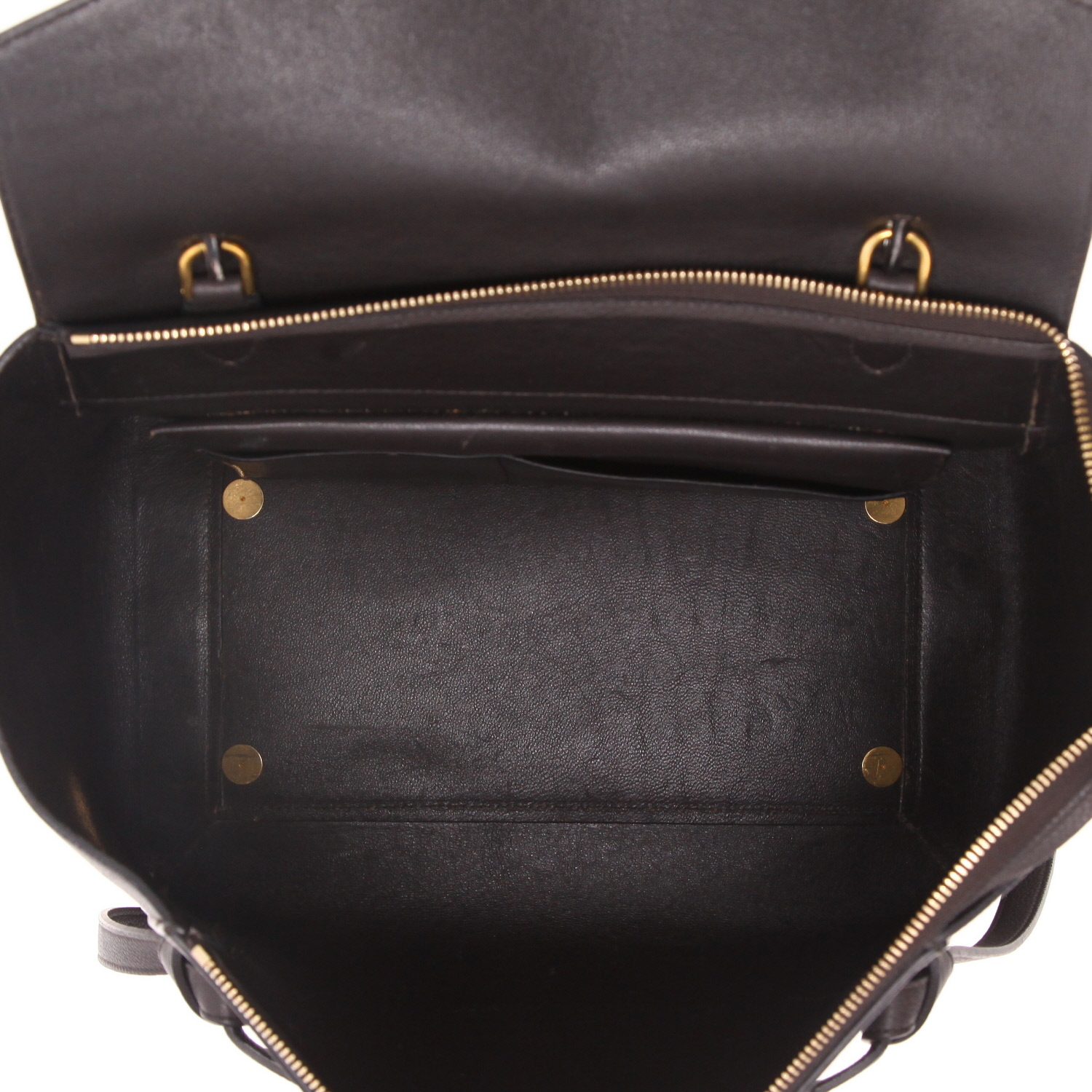 Celine  Belt large model  handbag  in anthracite grey grained leather - Detail D3