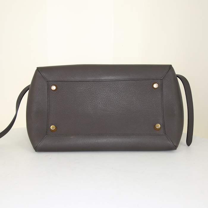 Celine  Belt large model  handbag  in anthracite grey grained leather - Detail D4