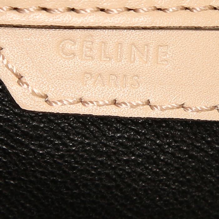 Celine Luggage handbag in beige and black leather - Detail D3