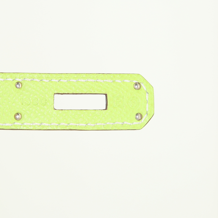 Sac à main Hermes Birkin 30 cm en cuir epsom bleu Celeste et vert Kiwi - Detail D4