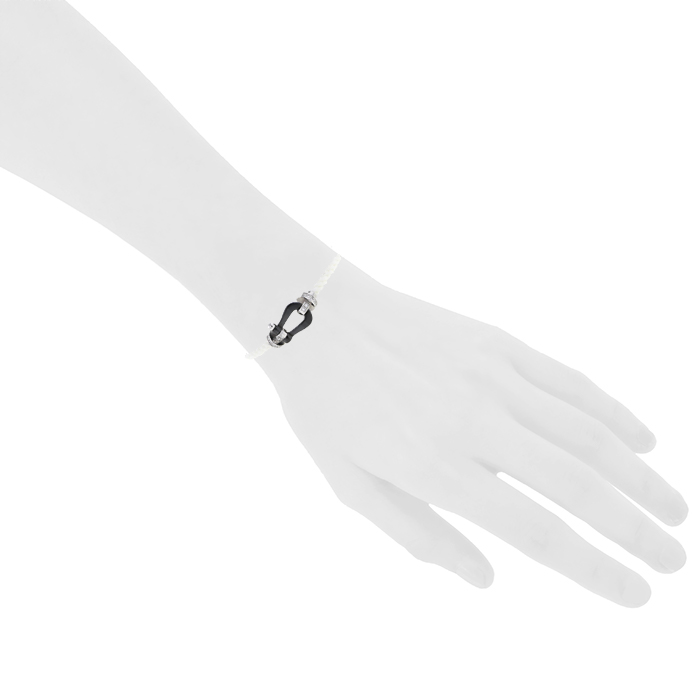 Fred Force 10 large model bracelet in white gold,  diamonds and ceramic, size 18 - Detail D1