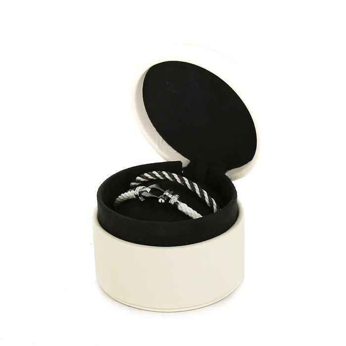 Fred Force 10 large model bracelet in white gold,  diamonds and ceramic - Detail D2