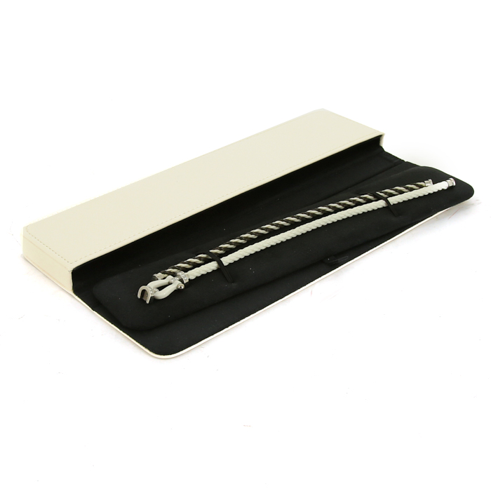 Fred Force 10 large model bracelet in white gold,  diamonds and ceramic, size 18 - Detail D2