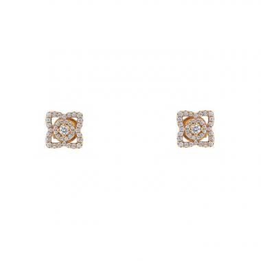 Orecchini a bottone De Beers Enchanted Lotus in oro rosa e diamanti