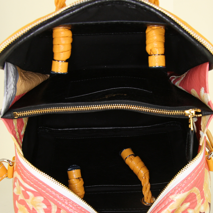 Bolso de mano Balenciaga Blanket Square modelo pequeño en cuero naranja - Detail D3