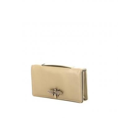 Pochette Dior Abeille in pelle beige