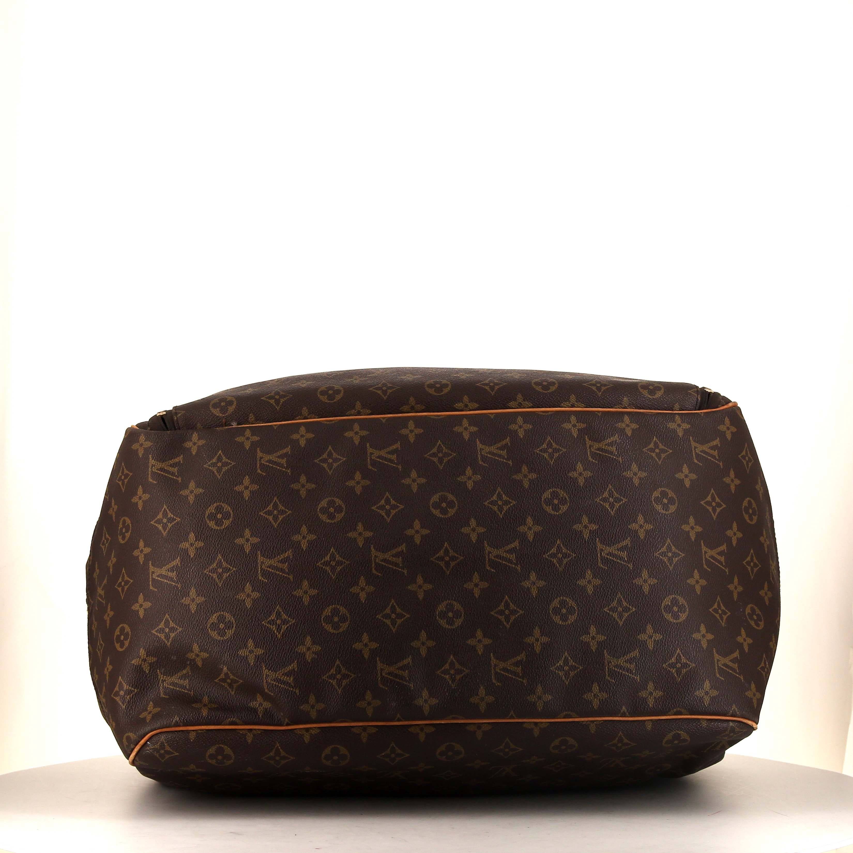 Sac de voyage Louis Vuitton Evasion en toile monogram enduite marron et cuir naturel - Detail D4