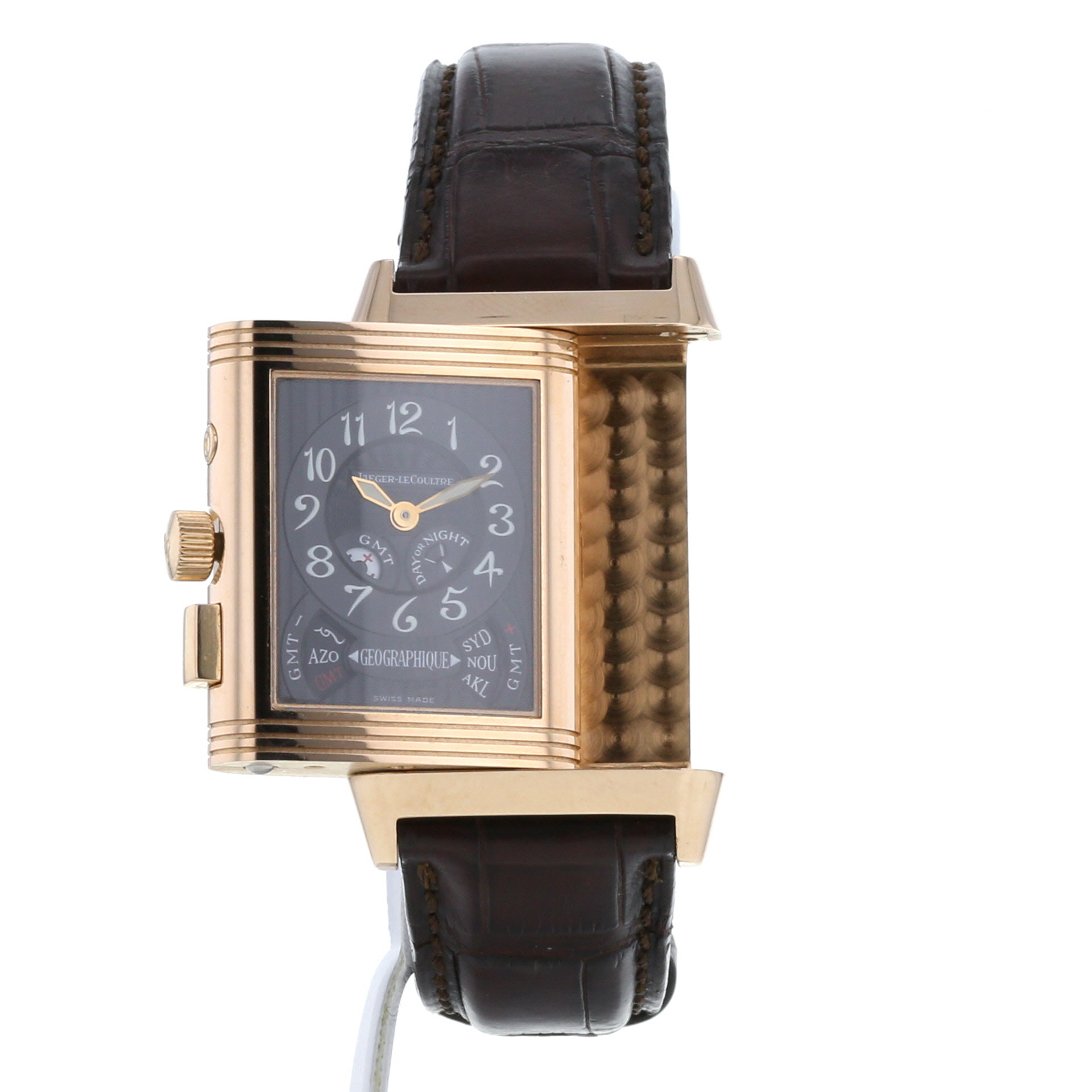 Montre Jaeger-LeCoultre Reverso Géographique en or rose Ref :  270258 Vers  2000 - Detail D2