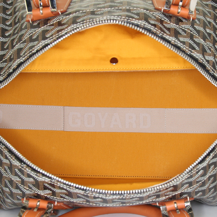 Sac de voyage Goyard 48h Croisière en toile monogram noire et cuir marron - Detail D2