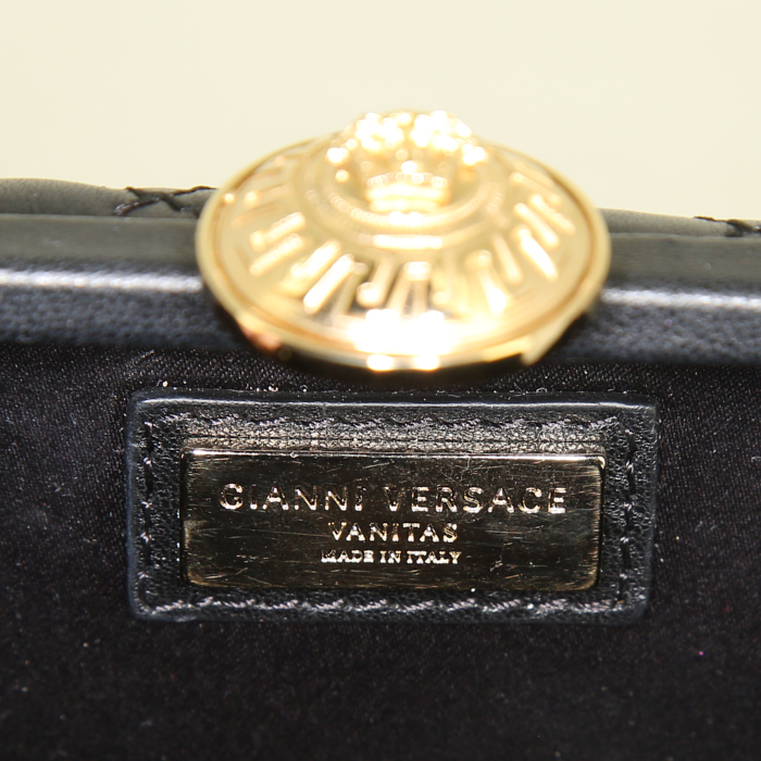 Versace Medusa clutch in black quilted leather - Detail D3