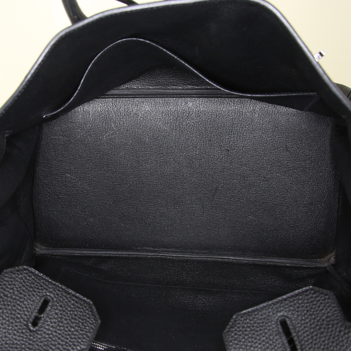 Sac à main Hermes Birkin 35 cm en cuir togo noir - Detail D2