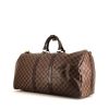 Borsa da viaggio Louis Vuitton in tela a scacchi ebana e pelle marrone - 00pp thumbnail
