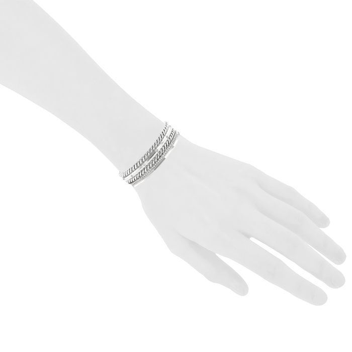 Articulated David Yurman Stax bracelet in silver and diamonds - Detail D1