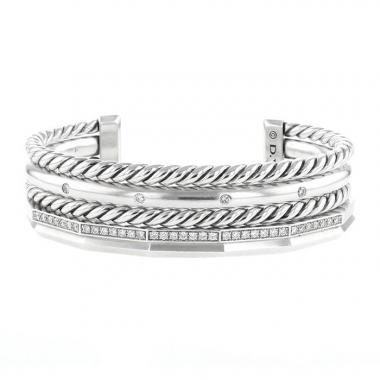 Articulated David Yurman Stax bracelet in silver and diamonds