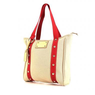 Shopping bag Louis Vuitton Antigua modello medio in tela beige e rossa