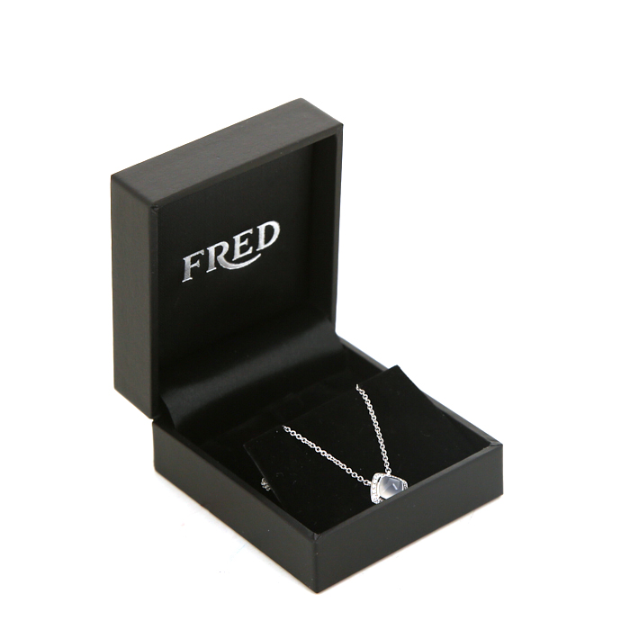 Collier Fred Pain de Sucre en or blanc,  diamants et calcédoine bleue - Detail D2