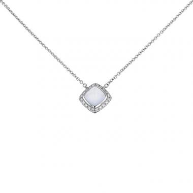 Fred Pain de Sucre necklace in white gold,  diamonds and chalcedony