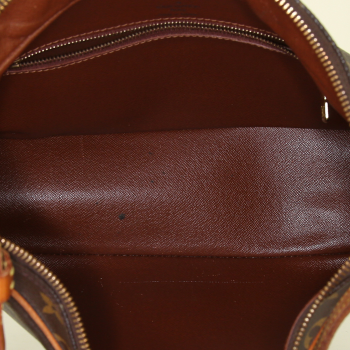 Bolso de mano Louis Vuitton Boulogne en lona Monogram revestida marrón y cuero natural - Detail D2