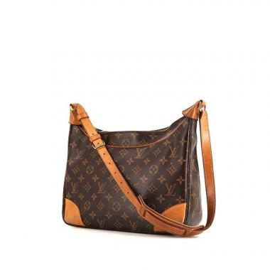 Borsa Louis Vuitton Boulogne in tela monogram cerata marrone e pelle naturale