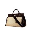Bolsa de viaje Hermès Kelly en cuero Barenia marrón y crin de caballo trenzada beige - 00pp thumbnail