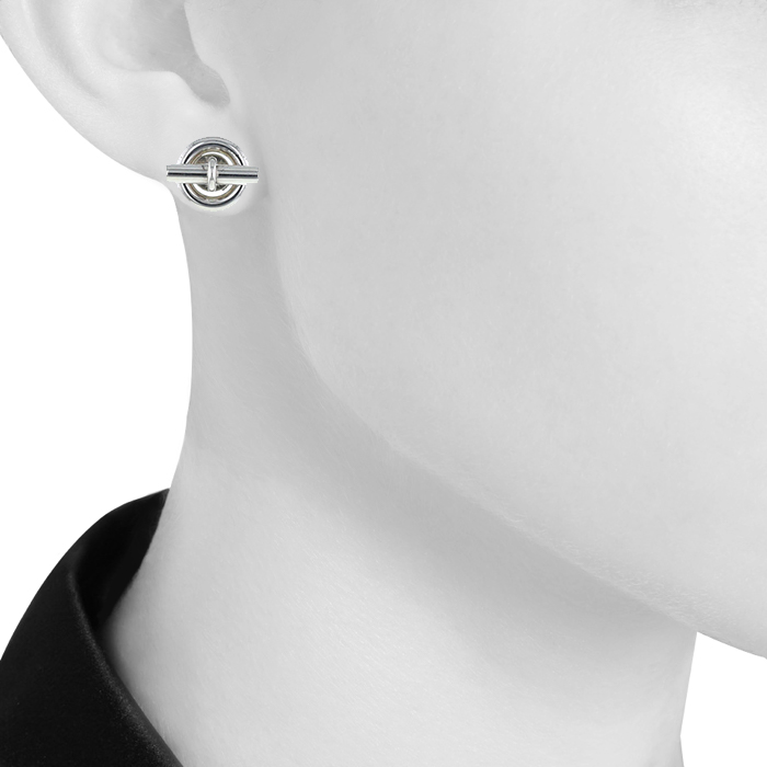 Hermes Chaine d'Ancre earrings in silver - Detail D1