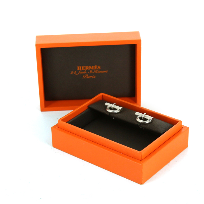 Hermes Chaine d'Ancre earrings in silver - Detail D2