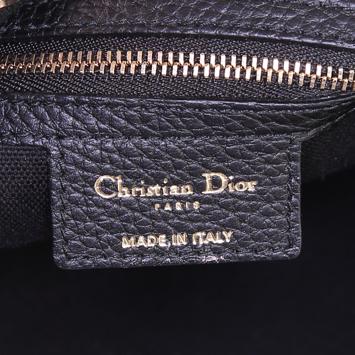 Shopping bag Dior Diorissimo modello medio in tela rosa gialla e celeste a fiori e pelle verniciata nera - Detail D4