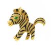 Vintage 1960's "Zebra" brooch in yellow gold, black and green enamel - 00pp thumbnail