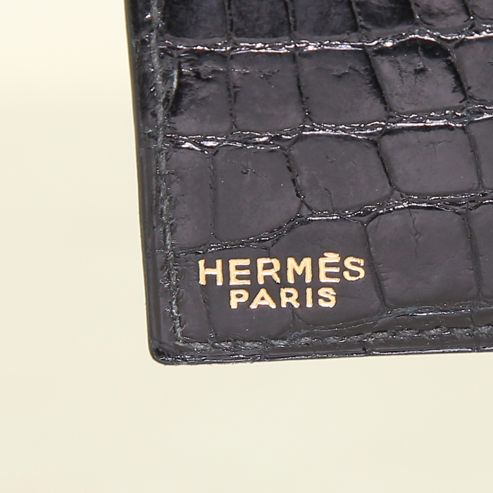 Portefeuille Hermès en crocodile noir - Detail D3