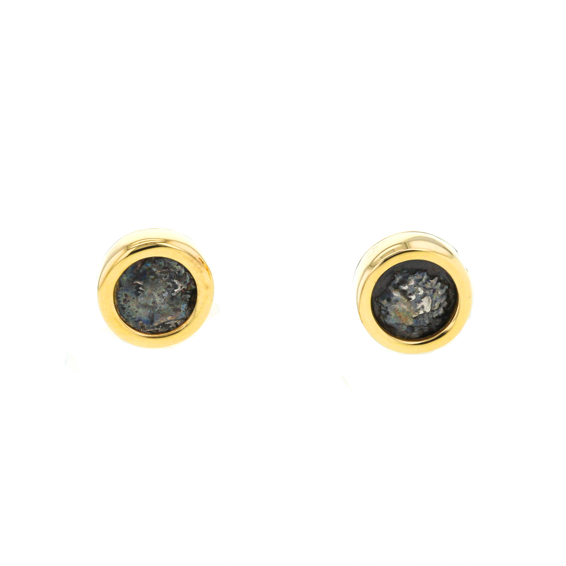 Paire de boutons de manchette Bulgari Monete en or jaune et bronze - Detail D1
