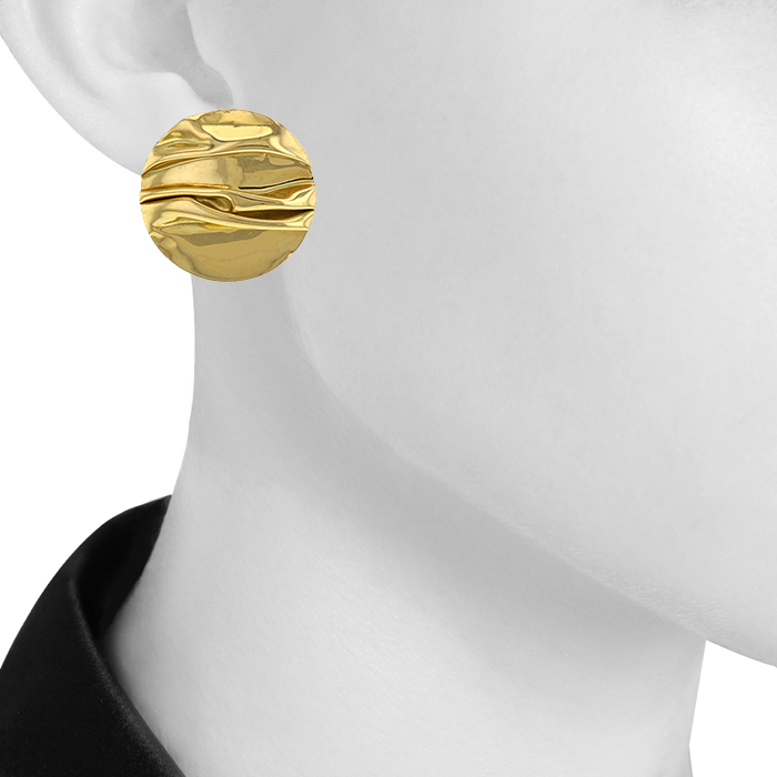 Orecchini Pendenti A Cerchio Irregolare Placcati Oro 18K - Design Doorknocker Vintage Per Donna - Confezione Regalo - 3