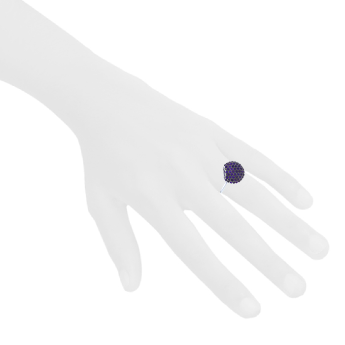 Boucheron Tentation Macaron small model ring in white gold and amethysts - Detail D1