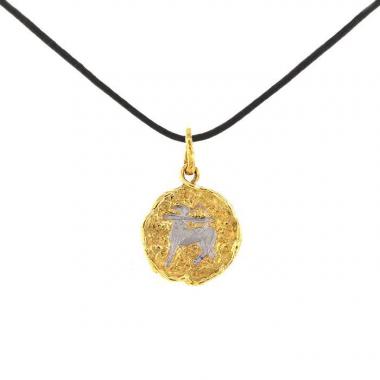 Pendentif années 70 Chaumet Zodiaque "Sagittaire" en or jaune et or blanc