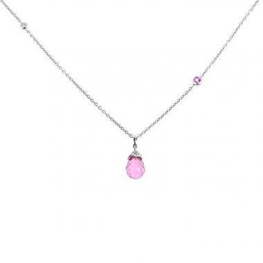 Collar Chaumet Le Grand Frisson en oro blanco,  turmalina rosa y diamantes