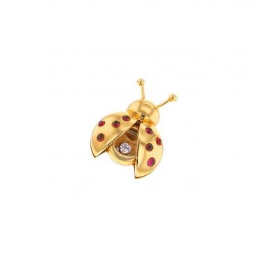 Broche-colgante Chopard Happy Diamonds en oro amarillo,  rubíes y diamante