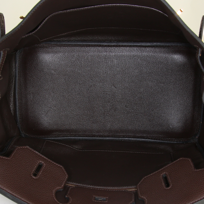 Sac à main Hermes Birkin 35 cm en cuir togo marron ébène - Detail D2