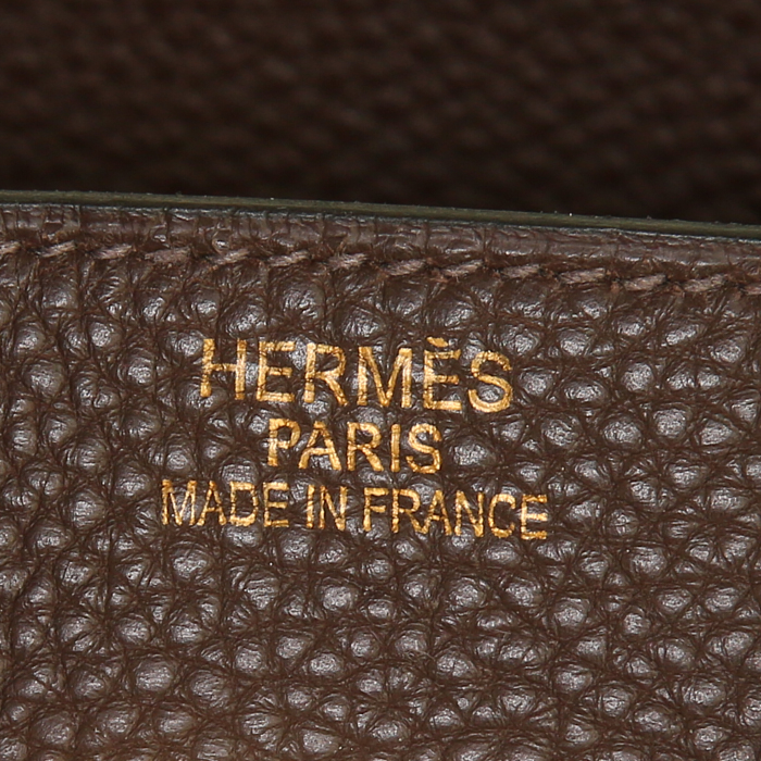 Hermes Birkin 35 cm handbag in brown ebene togo leather - Detail D3