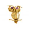 Vintage 1980's Zolotas "Owl" brooch in yellow gold and ruby - 00pp thumbnail