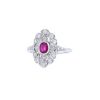 Vintage ring in white gold,  diamonds and ruby - 00pp thumbnail
