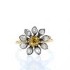 Anello Vintage in oro giallo,  argento e diamanti e diamante giallo - 360 thumbnail