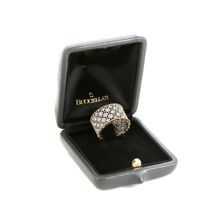 Buccellati Scacchi ring in white gold,  yellow gold and diamonds - Detail D2