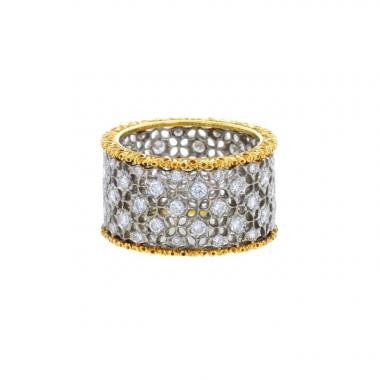 Buccellati ring in white gold,  yellow gold and diamonds