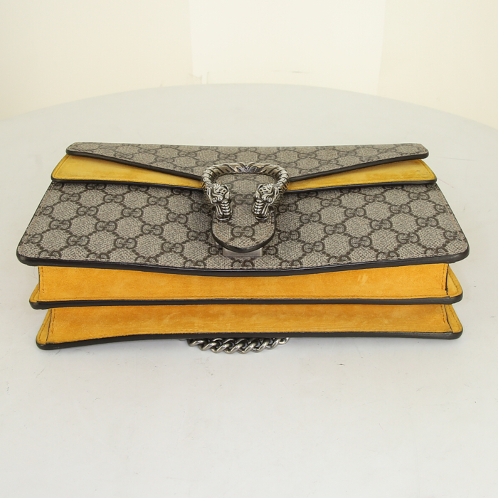 Gucci Dyonisus bag in monogram canvas and yellow suede - Detail D5