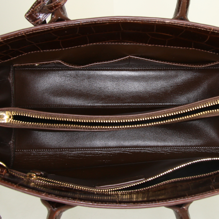 Borsa Saint Laurent Sac de jour modello piccolo in pelle marrone simil coccodrillo - Detail D3
