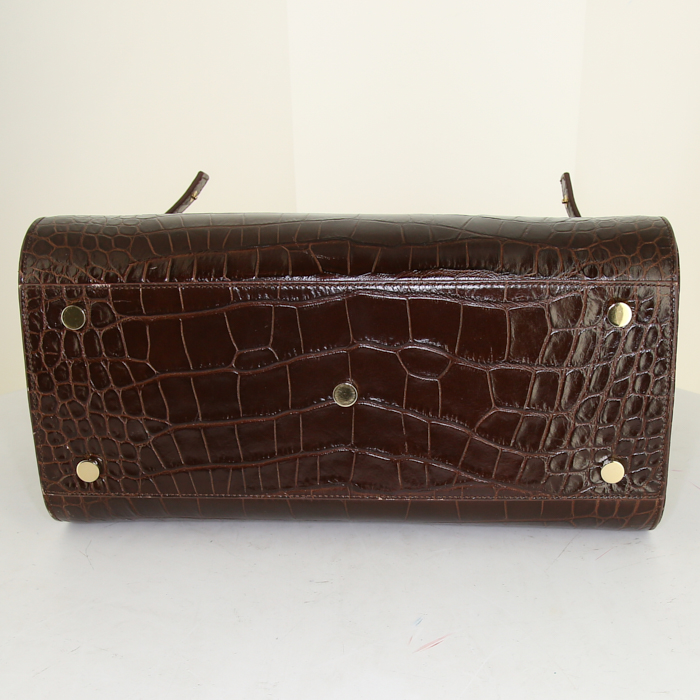 Sac à main Saint Laurent Sac de jour petit modèle en cuir marron - Detail D5