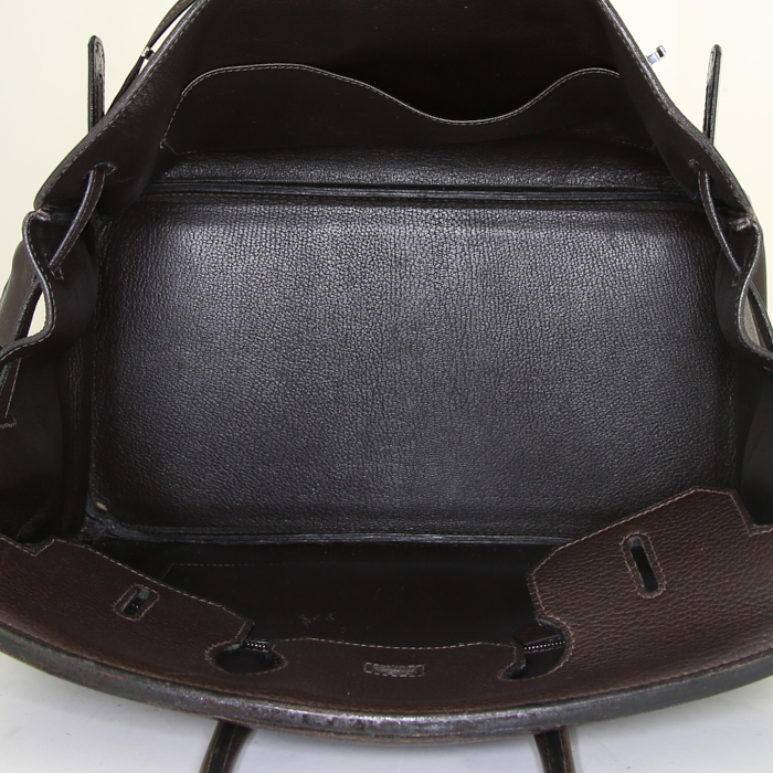 Sac à main Hermes Birkin 35 cm en cuir togo marron - Detail D2