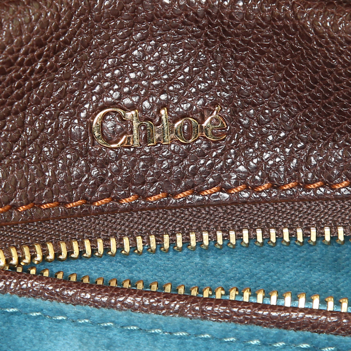 Sac cabas Chloé Marlow en cuir marron - Detail D3