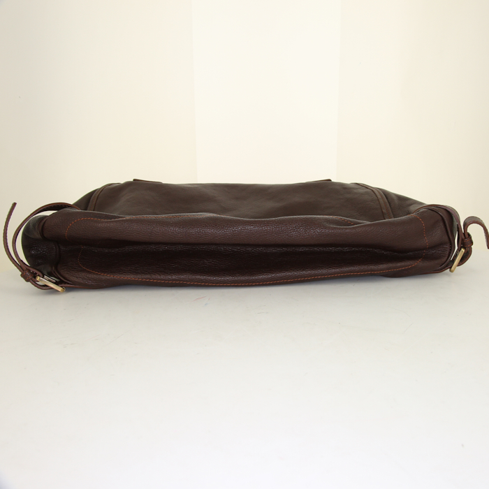 Chloé Marlow shopping bag in brown leather - Detail D4