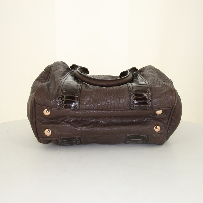 Borsa Balenciaga Whistle in pelle martellata marrone - Detail D4